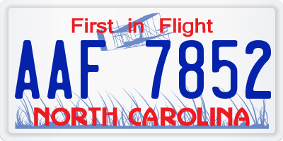 NC license plate AAF7852