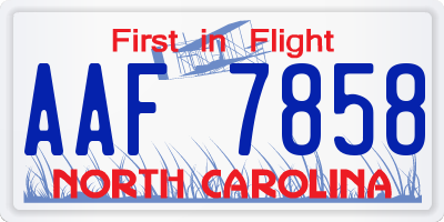 NC license plate AAF7858