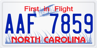 NC license plate AAF7859