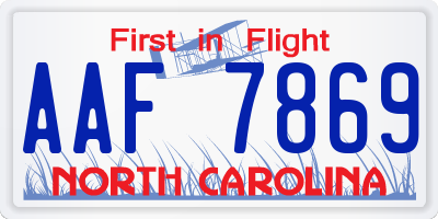 NC license plate AAF7869