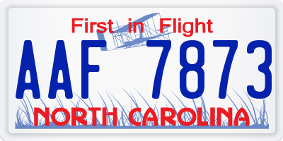 NC license plate AAF7873