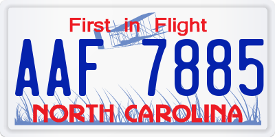 NC license plate AAF7885