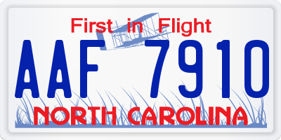 NC license plate AAF7910