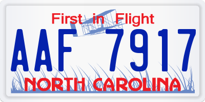 NC license plate AAF7917