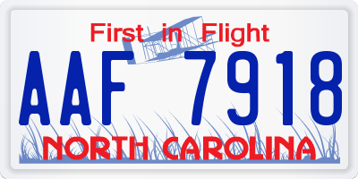 NC license plate AAF7918