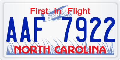 NC license plate AAF7922