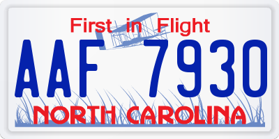 NC license plate AAF7930