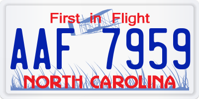 NC license plate AAF7959
