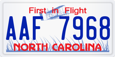 NC license plate AAF7968