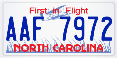 NC license plate AAF7972