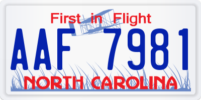 NC license plate AAF7981