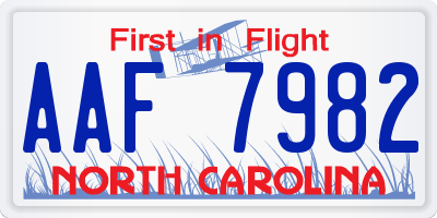 NC license plate AAF7982