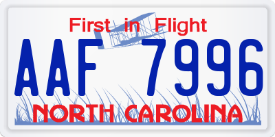NC license plate AAF7996