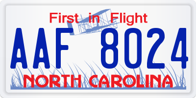 NC license plate AAF8024