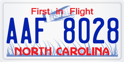 NC license plate AAF8028
