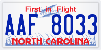 NC license plate AAF8033