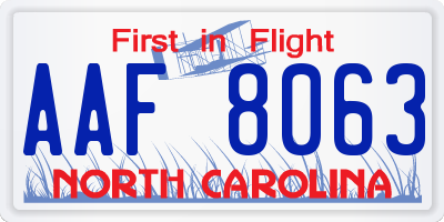 NC license plate AAF8063