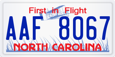 NC license plate AAF8067