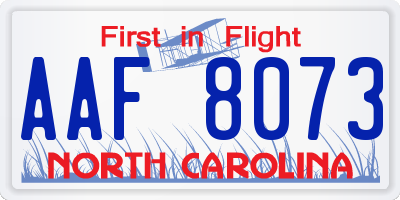 NC license plate AAF8073