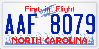 NC license plate AAF8079
