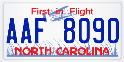NC license plate AAF8090