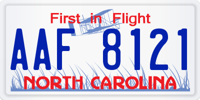 NC license plate AAF8121