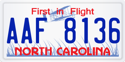 NC license plate AAF8136