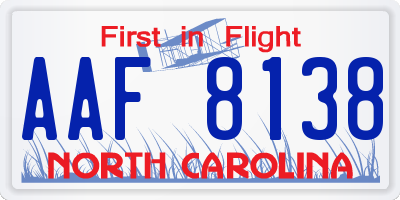 NC license plate AAF8138