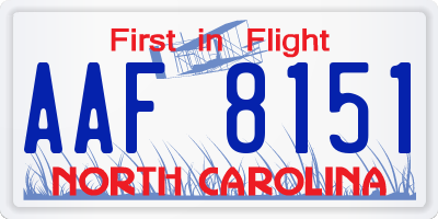 NC license plate AAF8151