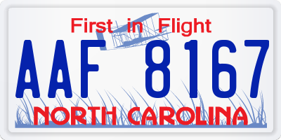 NC license plate AAF8167