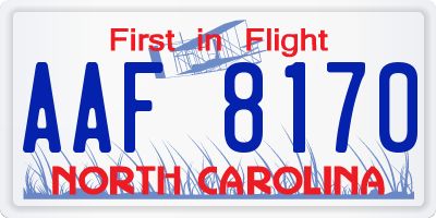NC license plate AAF8170