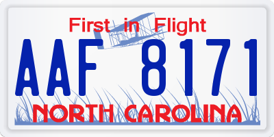 NC license plate AAF8171