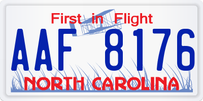NC license plate AAF8176