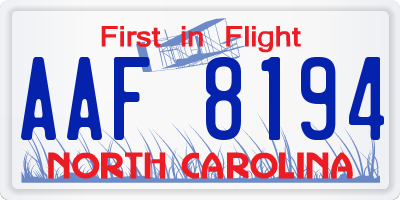NC license plate AAF8194