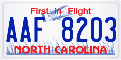 NC license plate AAF8203
