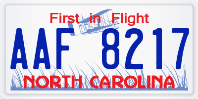 NC license plate AAF8217
