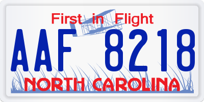 NC license plate AAF8218