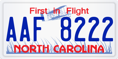 NC license plate AAF8222