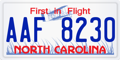 NC license plate AAF8230