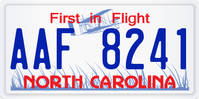 NC license plate AAF8241