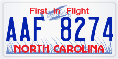 NC license plate AAF8274