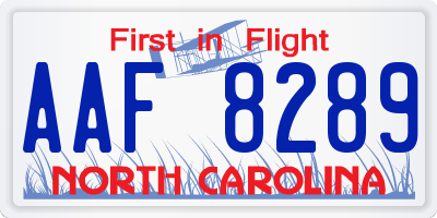 NC license plate AAF8289