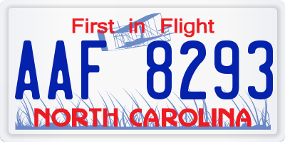 NC license plate AAF8293