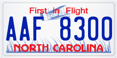 NC license plate AAF8300