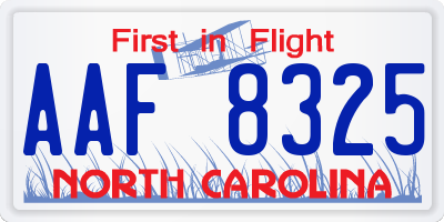 NC license plate AAF8325