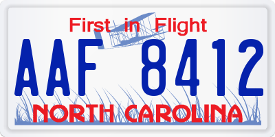 NC license plate AAF8412