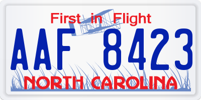 NC license plate AAF8423