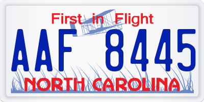NC license plate AAF8445