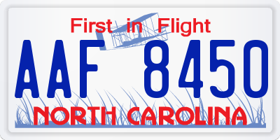 NC license plate AAF8450