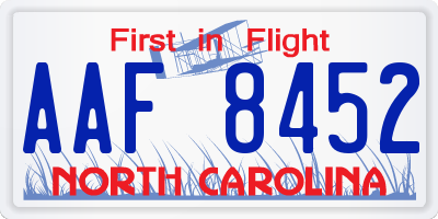 NC license plate AAF8452